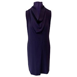 Robe en crêpe à col bénitier Joseph en acétate violet