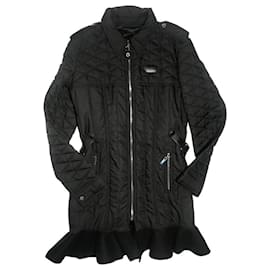 Abrigo de vestir acolchado Louis Vuitton con volantes negro