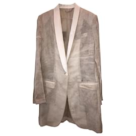 Dolce & Gabbana Silk Frock Coat Beige Eggshell 42