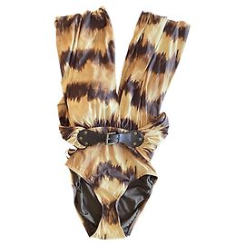 Michael Kors Belted Tie-Dye Striped Jersey Badeanzug