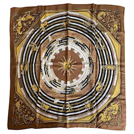 Sciarpa di seta Hermès Giorni e orari 90x90 Beige