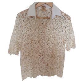 Autre Marque Spitzenbluse Baumwolle Farbe Eggshell Größe 38