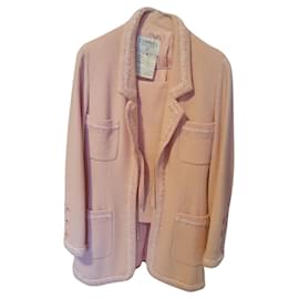 Traje de Falda Chanel Rosa de Lana Talla 42