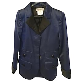 Tailleur Jupe Yves Saint Laurent Bleu Coton Taille 38