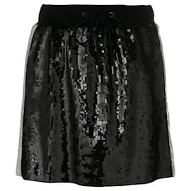 Falda corta de lentejuelas Alberta Ferretti blanco y negro
