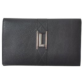 Lancel Black Grained Leather Wallet with Removable Card Holder