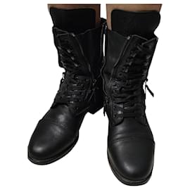 Stivali Biker Chanel in Pelle Nera