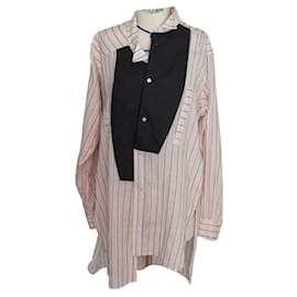 Camicia Loewe oversize asimmetrica in cotone a righe e pelle