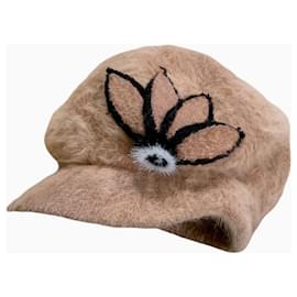 Autre Marque Cappello invernale in pelliccia di coniglio beige