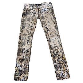 Calça Isabel Marant Estampa de Cobra Veludo Bege