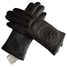 GUANTES HERMÈS DE PIEL DE CORDERO NEGRO CON FORRO DE CASHMERE - Hermès