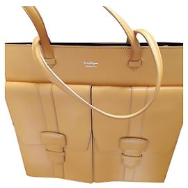 Salvatore Ferragamo Sunflower Yellow Smooth Leather Handbag