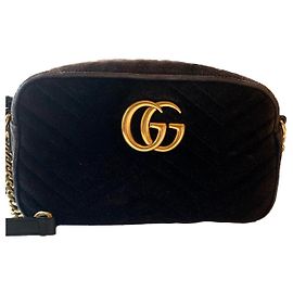 Gucci GG Marmont Umhängetasche schwarzer Samt