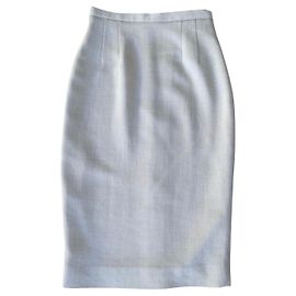 Kenzo Falda T de sarga de mezcla de lana gris claro jaspeado.34-36