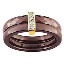 Guy Laroche - Anello in oro giallo e ceramica color cioccolato 18K & DIAMANTI