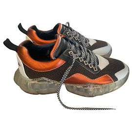 JIMMY CHOO DIAMOND/M Amber Mesh and Leather Mix Trainers with Chunky Platform