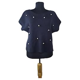 Marc Cain Pullover mit kurzen Ärmeln schwarz Kaschmirmischung