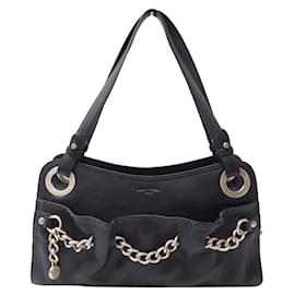 Borsa a mano Lancel con catena in pelle nera