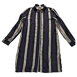 Abrigo Chloé Stora Murano azul marino con rayas beige y rojas