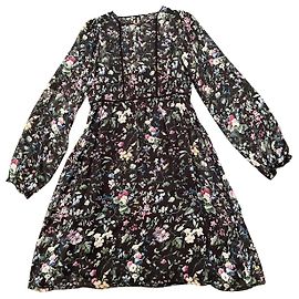 R13 Kleid aus schwarzer Seide mit Blumenmuster