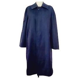 Abrigo Lanvin de lana a cuadros marrón y azul marino