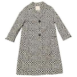 Abrigo Max Mara S MAX MARA Crudo con Estampado Negro Algodón