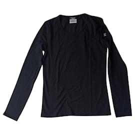 Chanel Uniform Langarm T-Shirt schwarz CC Logo