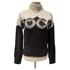 Maglione Chanel in cashmere e lana nero beige grigio Taglia 42
