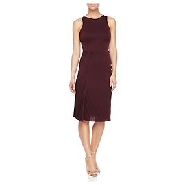 Halston Heritage Kleid mit seitlichem Twist-Plissee Aubergine