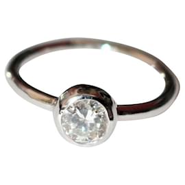 Autre Marque Diamant Solitärring aus Weißgold 18k 0,52 ct Größe 52