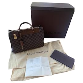 Louis Vuitton Greenwich Damier Canvas und Leder Handtasche Braun