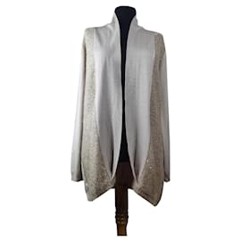 Timo Strickjacke Beige Mohair und Pailletten Größe S - Autre Marque