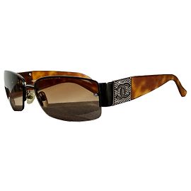 Gafas de sol Chanel CC Swarovski cristales sin montura marrones