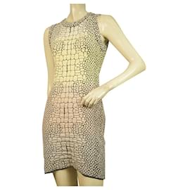 M Missoni Multicolor Crocodilo Padrão Sem Mangas Mini Vestido Bodycon Comprimento 40