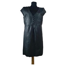 Noa Noa Lederkleid Schwarz Lammfell