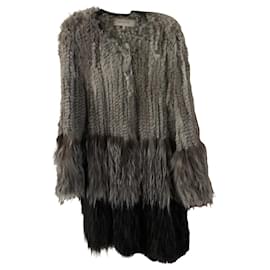 Abrigo de piel de conejo y zorro gris Gerard Darel