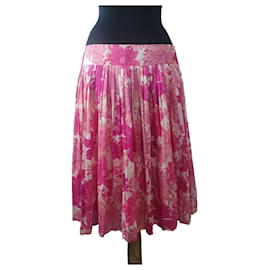 Falda plisada floral rosa de algodón By Malene Birger