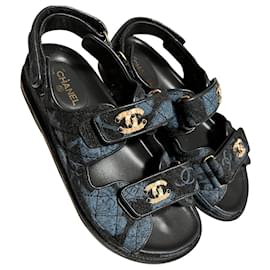 Sandali Chanel Dad blu in tessuto taglia 36