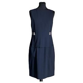 Abito senza maniche Chanel blu navy in viscosa
