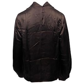 Blusa Vince con cuello torcido en seda marrón