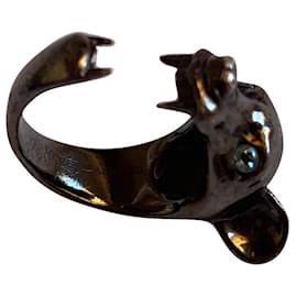 Violet Darkling Ring Schwarz Rhodiniert Blauer Topas - Autre Marque