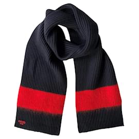 Sciarpa Tory Burch in lana e mohair blu navy