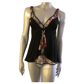 Top Kenzo in seta nero con spalline
