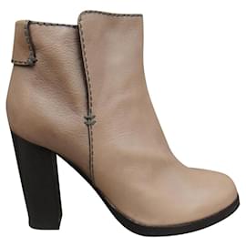 Stivaletti Chloé in pelle grigia e beige 39,5