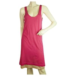 Tomas Maier 2 IM 1 Fuchsia Baumwolle Kaschmir Beige Ärmelloses Trägerkleid Größe 40