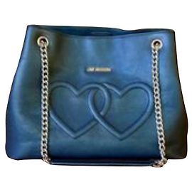 Borsa Love Moschino in pelle nera con cuori