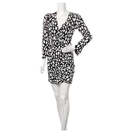 Vestido Maje de viscosa blanco y negro