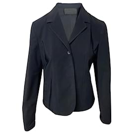 Prada Blanket Stitch Blazer in Black Polyester