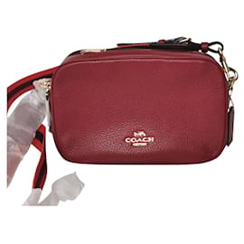 Borsa a tracolla Coach in pelle martellata bordeaux