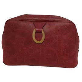 Dior Clutch Bag Dark Red Leather
